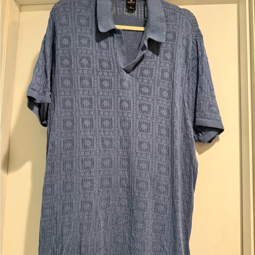 Express Textured Blue Polo Shirt